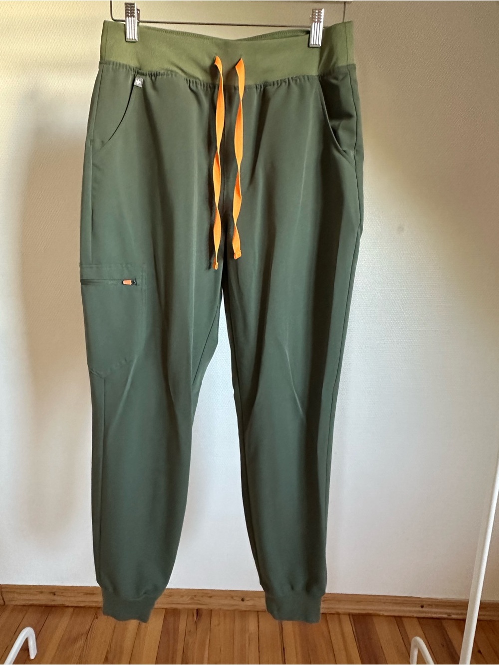 Figs Women’s Scrubs Olive Green Joggers with Orange Drawstring